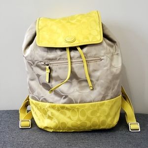 ***SOLD***Coach Signature Nylon Backpack ( Bright Yellow/ Khaki )